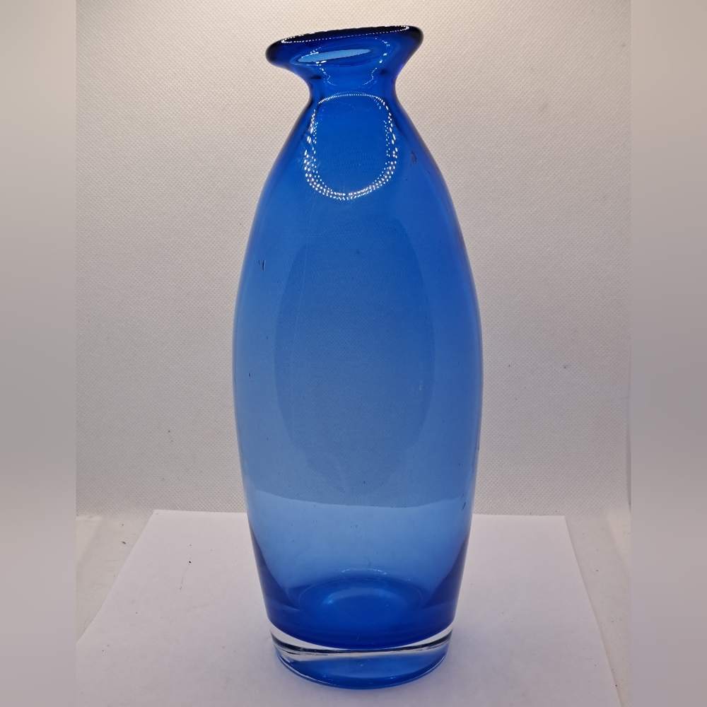 Blue Glass Vase, clear base. Vintage